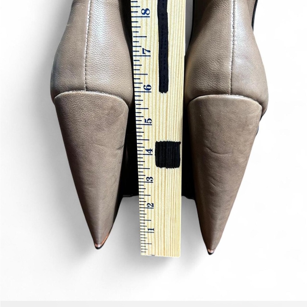 L.A.M.B. Tan and Black Wedge Ankle Boots - Picture 5 of 9